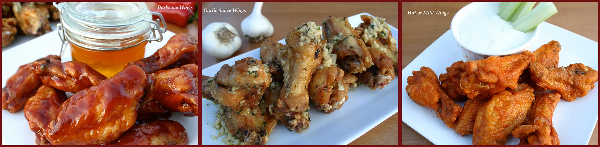 A plate of chicken wings with garlic on the side.